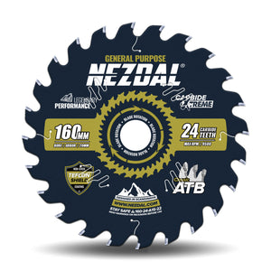 160mm Premium sirkelsagblad med 24 tenner for saging i treverk og platematerialer.
