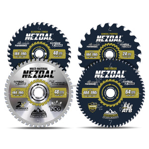 184/190mm | 24, 40, 48, 64 Tenner | Generell Bruk, Finish, Multi-Material, Superfinish | Passer 20/16/15,87mm senterhull | Sagblad