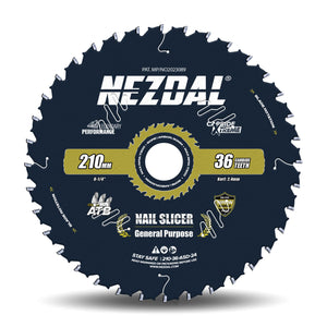 210mm | 36 Tenner | Tre & Spiker | Lynrask Kapping, Generell Bruk | 2,4mm skjærebredde | Nail-Slicer® | 15X Slitestyrke | Sagblad