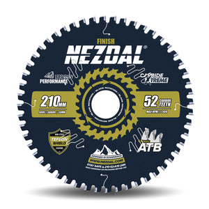 210mm Premium sagblad med 52 tenner for saging i hardt og mykt treverk, samt platematerialer