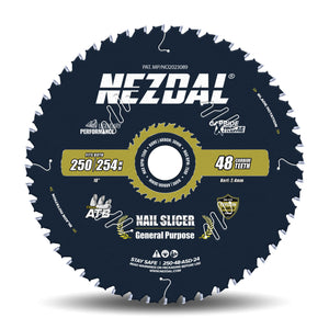 250/254mm | 48 Tenner | Tre & Spiker | Lynrask Kapping, Generell Bruk | Nail-Slicer® | 15X Slitestyrke | Sagblad