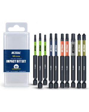 Snekkerens Favoritter | 10 Bits | 90mm lengde | Fargekoder | God passform | For Slagtrekker & Drill