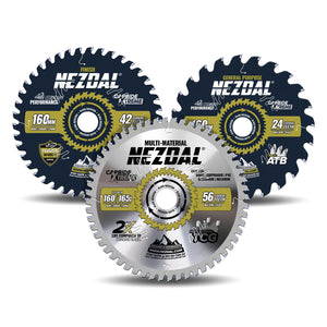 160 mm sagblad 3 stk. for kapping av tre, kryssfiner, aluminium, laminat, pvc, plast og kobber