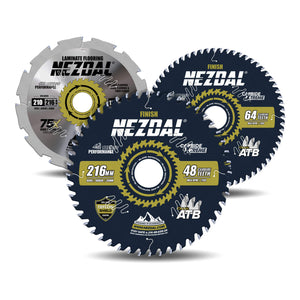 Sagbladpakke for 216mm kapp/gjærsag for rask saging, fin snittkvalitet og laminatgulv