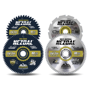 250/254mm | 42, 80, 80, 12 Tenner | Rask Kapping, Multi-Material, Superfinish, Laminatgulv | Kapp/gjærsag | 4-Pakk