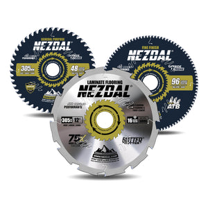 3 stk premium sagblad for 305mm kapp/gjærsag på hvit bakgrunn