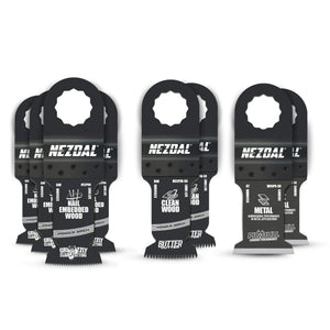 Snekkerens Favoritter | Tre, Spiker, Skruer, Metall, Fibercement, Laminatgulv m.m | SuperCut-Feste | 8 stk Multikutterblader