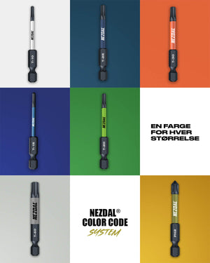 Allrounderen XL | 24 Bits + Boks | 60mm lengde | Fargekoder | God passform | Magnetisk | For Slagtrekker & Drill