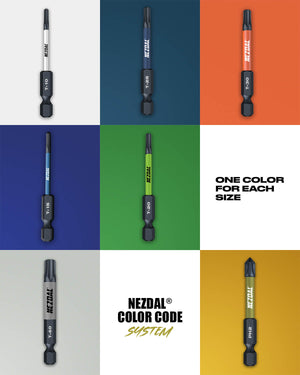 Snekkerens Favoritter | 10 Bits | 90mm lengde | Fargekoder | God passform | For Slagtrekker & Drill