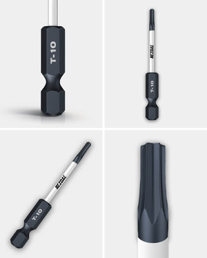 T10 | Bits | 60mm lengde | Fargekoder | God passform | Magnetisk | For Slagtrekker & Drill | 2 stk