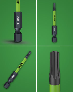 T20 | Bits | 60mm lengde | Fargekoder | God passform | Magnetisk | For Slagtrekker & Drill | 5 stk