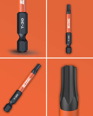 T30 | Bits | 60mm lengde | Fargekoder | God passform | Magnetisk | For Slagtrekker & Drill | 2 stk