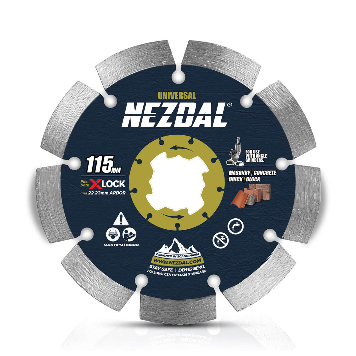 115mm diamantblad kappskive for vinkelsliper for kapping i betong, takstein, murstein, tegl m.m