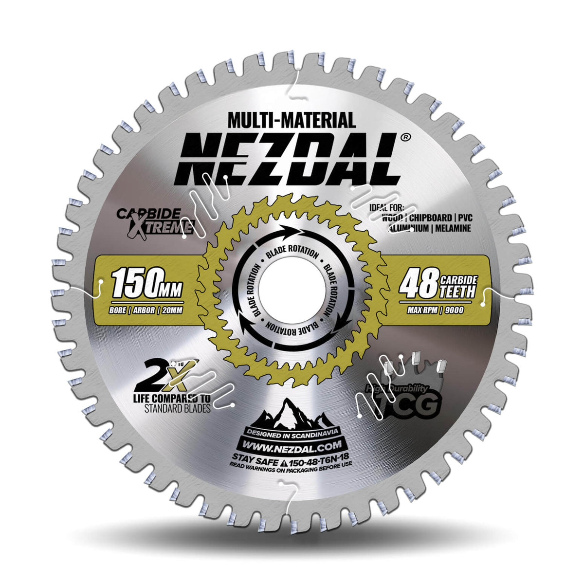 150mm Multi-Material sagklinge fra Nezdal®, som leverer 2X levetid og fin snittkvalitet i krevende materialer