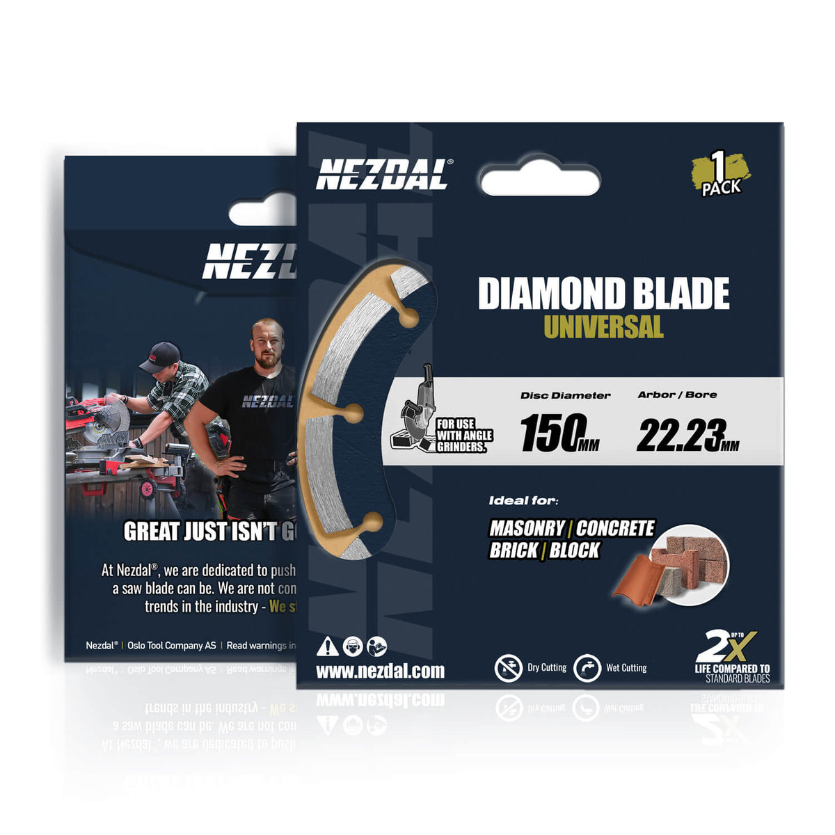 Forpakningen til et 150mm diamantblad kappskive for vinkelsliper