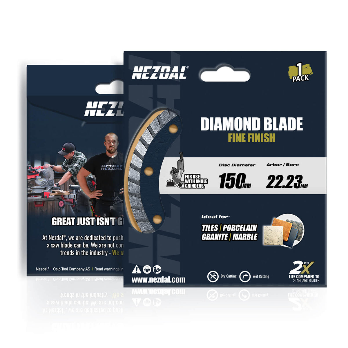 Forpakningen til et 150mm diamantblad kappskive for vinkelsliper