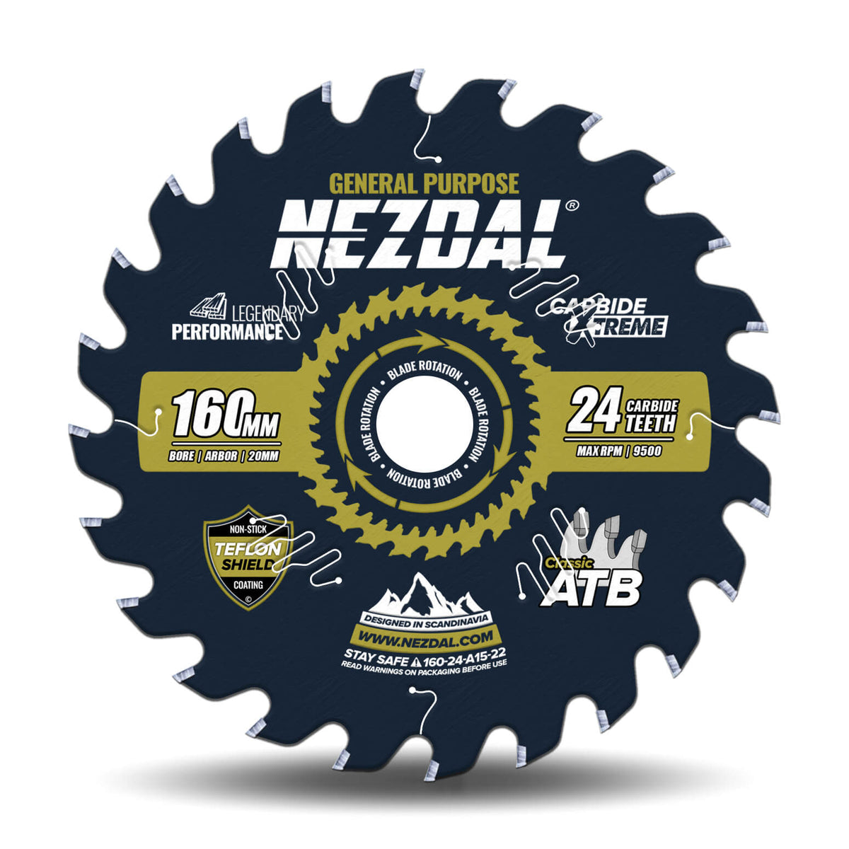 160mm Premium sirkelsagblad med 24 tenner for saging i treverk og platematerialer.