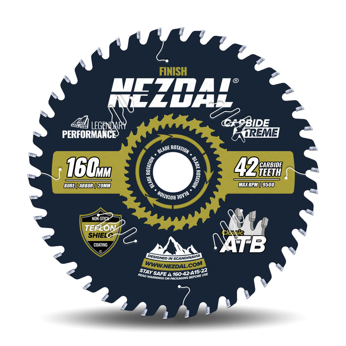 Premium 160mm sirkelsagblad med 42 tenner for saging&amp;nbsp;i harde og myke treslag, samt&amp;nbsp;platematerialer