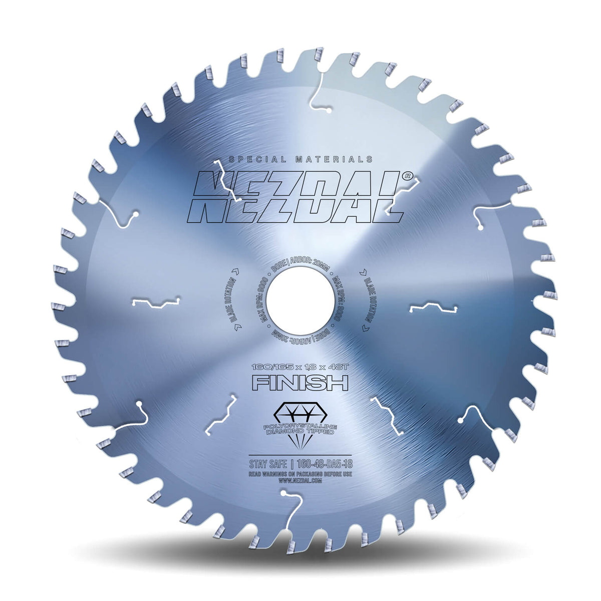 160/165mm | 48 Tenner | Laminatbenkeplater, Laminerte Sponplater, Melamin | Fin Snittkvalitet | Diamanttanning | 75X levetid | 1,8mm skjærebredde