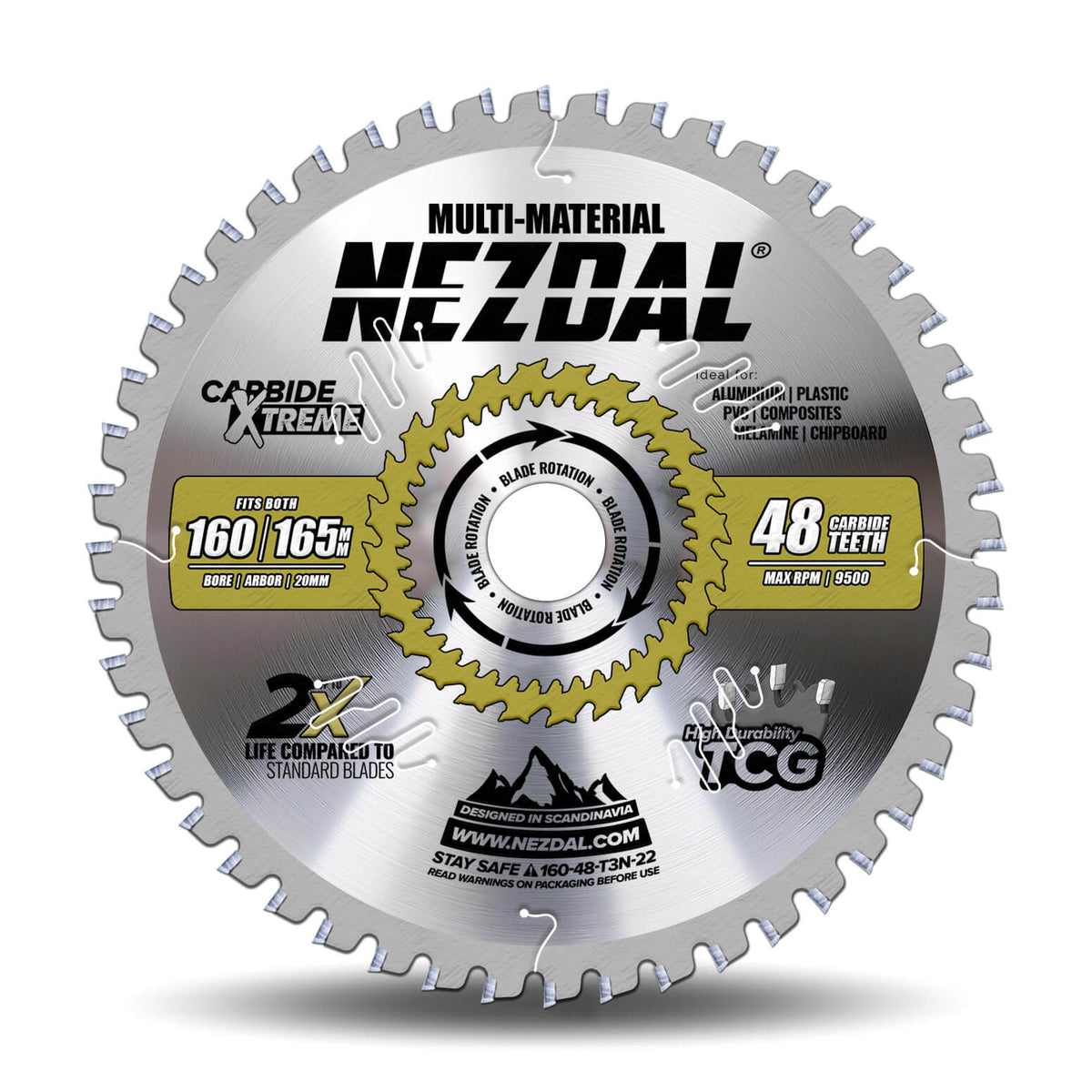 160/165mm Multi-Material sagklinge fra Nezdal®, som leverer 2X levetid og fin snittkvalitet i krevende materialer