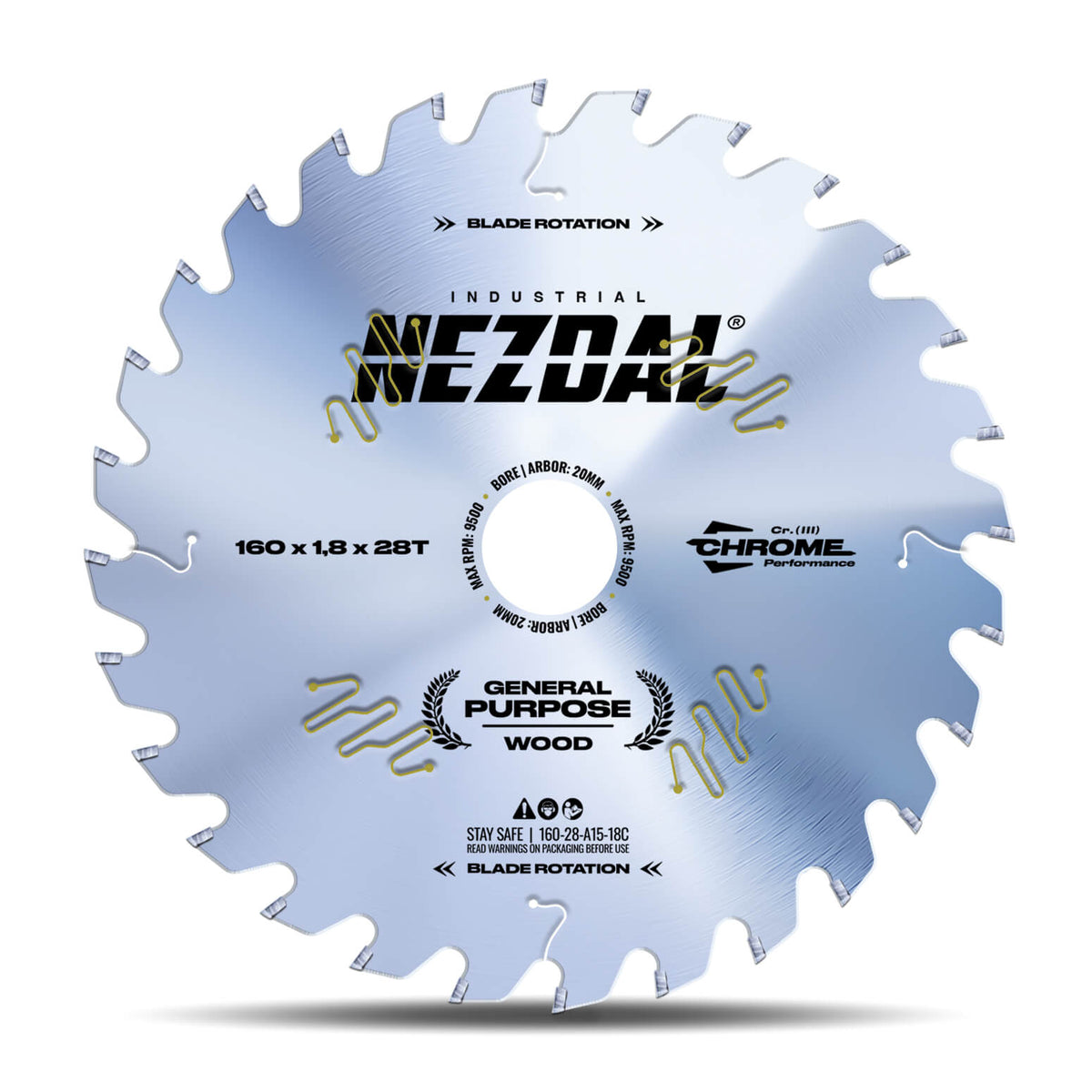 160mm | 28 Tenner | Generell Bruk | 1,8mm skjærebredde | Industriell kvalitet | Sagblad