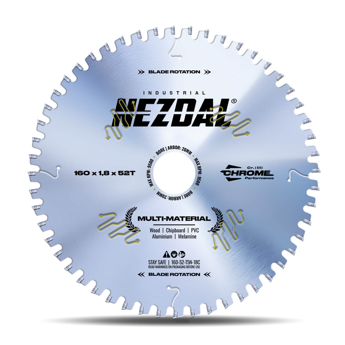 160mm | 52 Tenner | Multi-Material | Fin snittkvalitet | 1,8mm skjærebredde | Industriell kvalitet | Sagblad