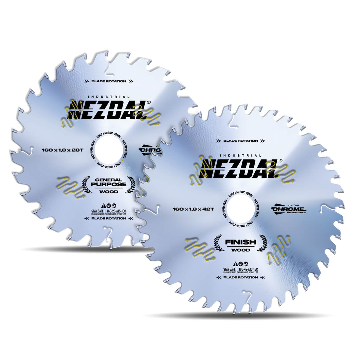 160mm Duo | 28, 42 Tenner | Generell Bruk, Fin snittkvalitet | 1,8mm skjærebredde | Industriell kvalitet | Sagblad