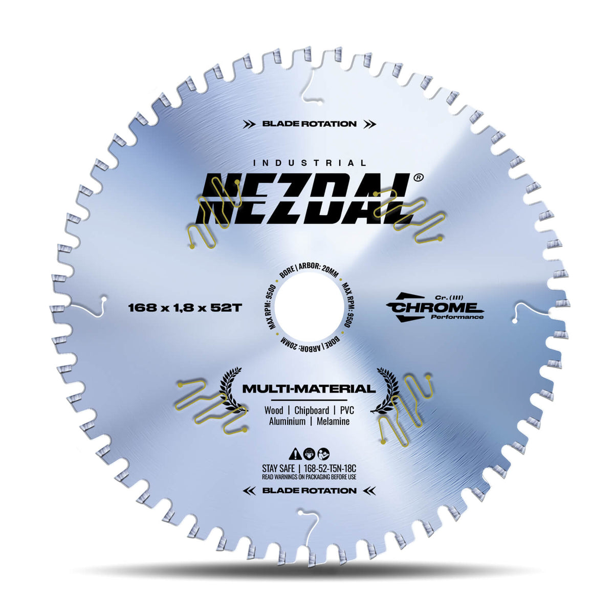 168mm | 52 Tenner | Multi-Material | Fin snittkvalitet | Industriell kvalitet | Sagblad