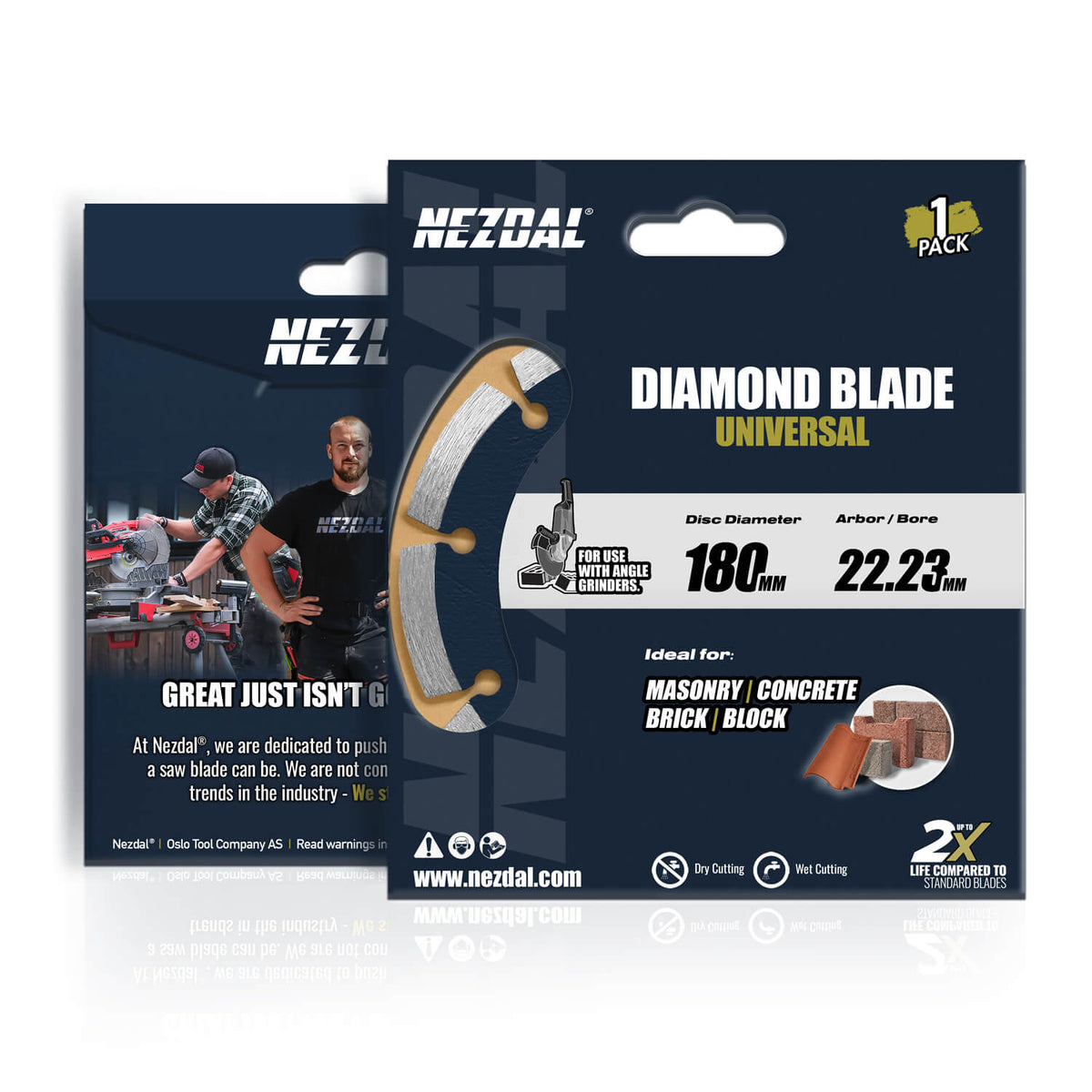 Forpakningen til et 180mm diamantblad kappskive for vinkelsliper