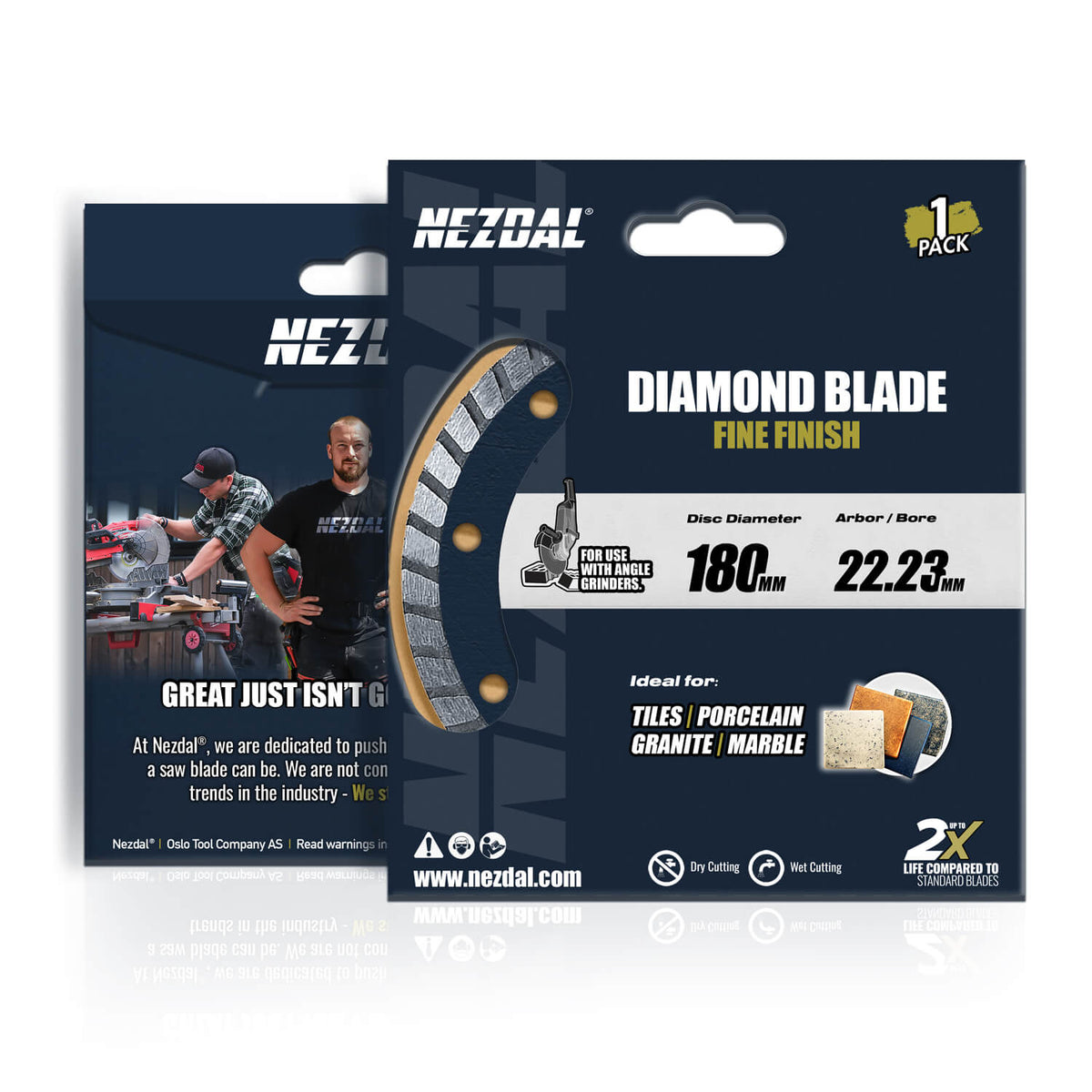 Forpakningen til et 180mm diamantblad kappskive for vinkelsliper