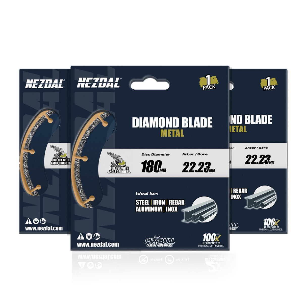 3 stk 180mm diamantblad kappskive for vinkelsliper i forpakning