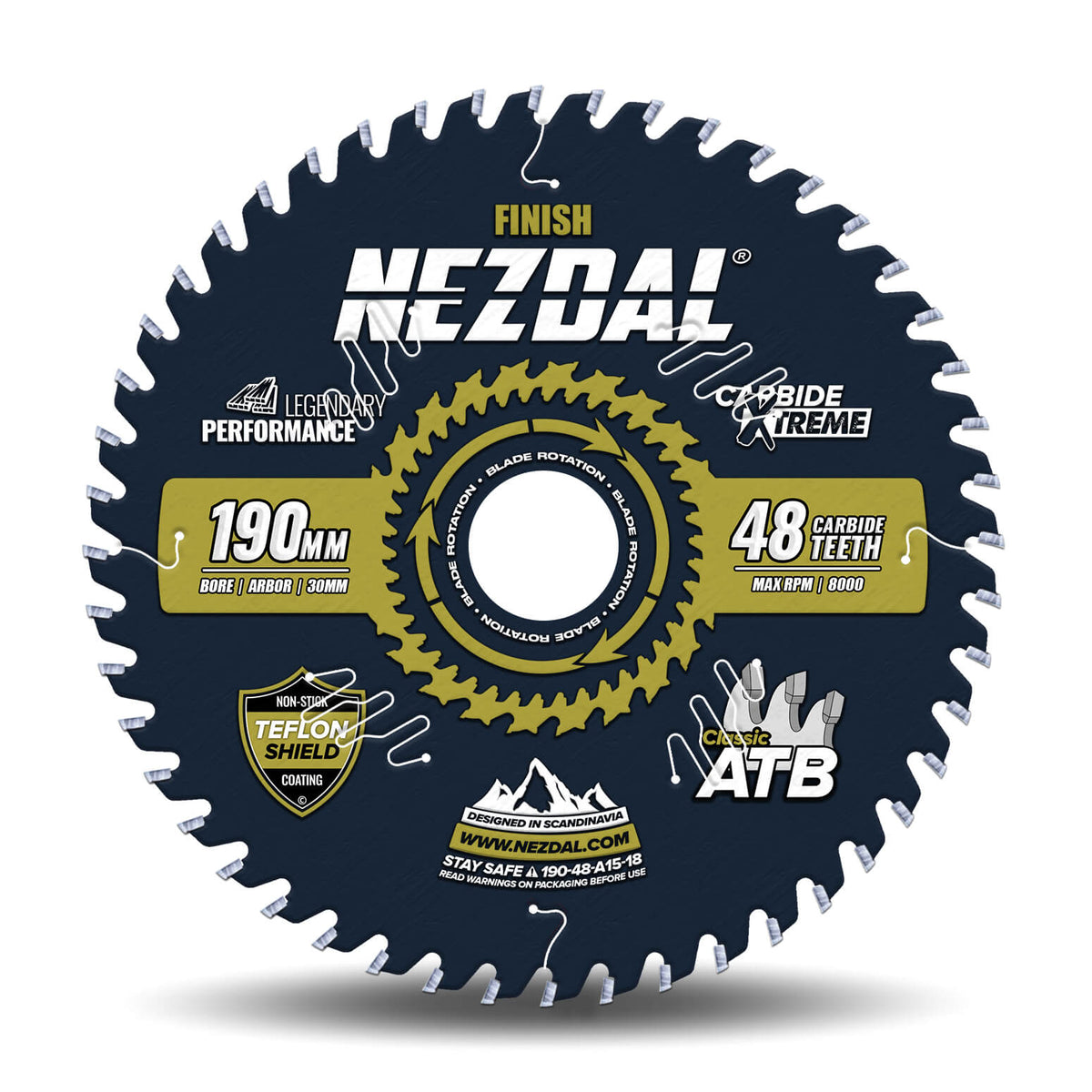 190mm | 48 Tenner | Fin snittkvalitet | 30mm senterhull | Tynn Skjærebredde, Lavt energiforbruk | Sagblad