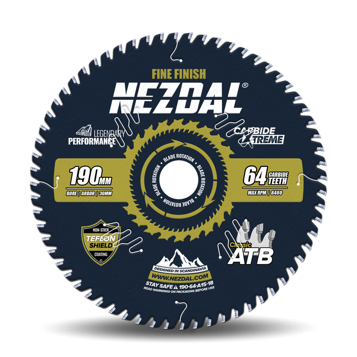 190mm Premium sagblad med et høyt antall tenner (64 stk) for fin snittkvalitet i materialet det kappes i