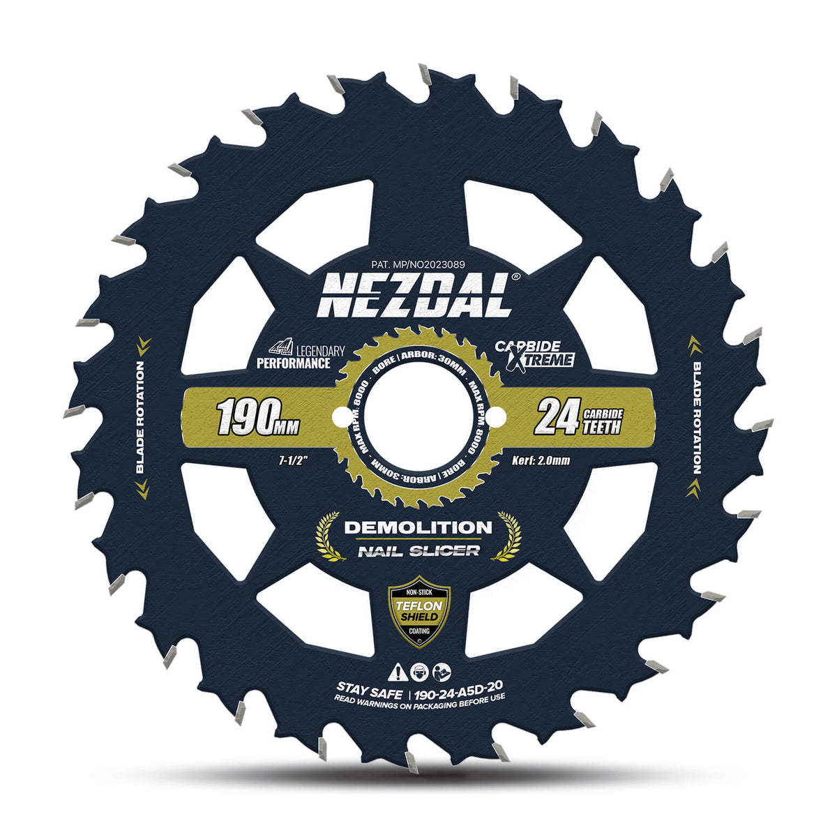 190mm sagblad for saging i treverk med spiker og andre hindringer, noe som gjør den perfekt for riving av tak, kledning, undergulv og mye mer.
