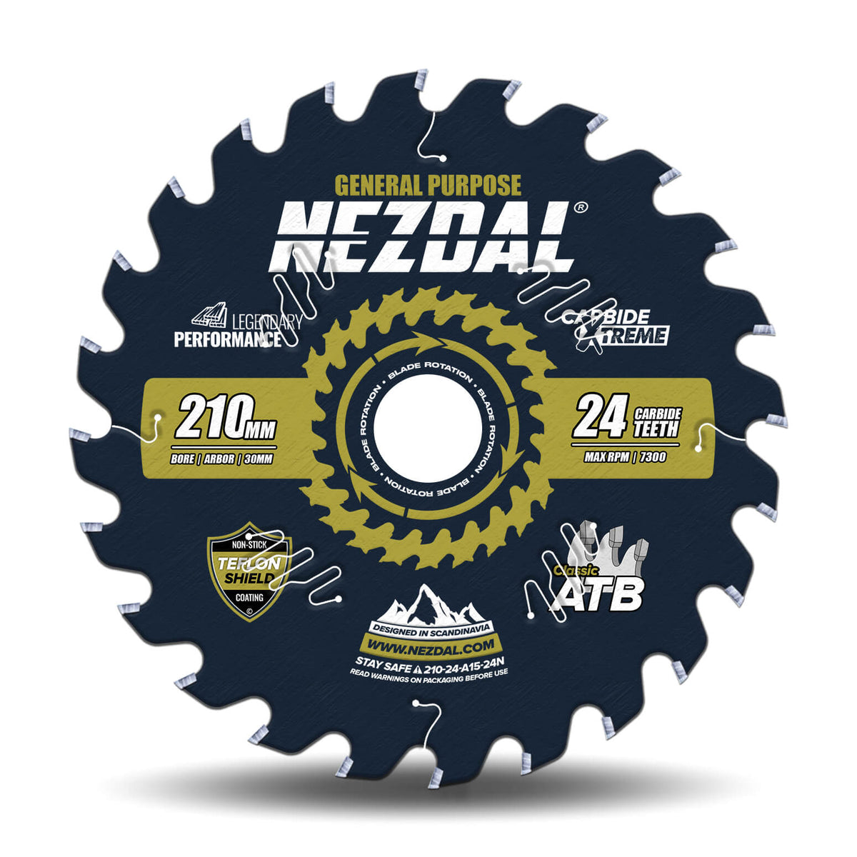 210mm Premium sagblad&amp;nbsp;med 24 tenner for lynrask kløyving med bordsaga og generell bruk