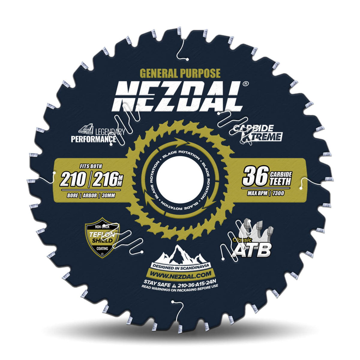 210mm | 36 Tenner | Generell Bruk | 2,4mm skjærebredde | Sagblad