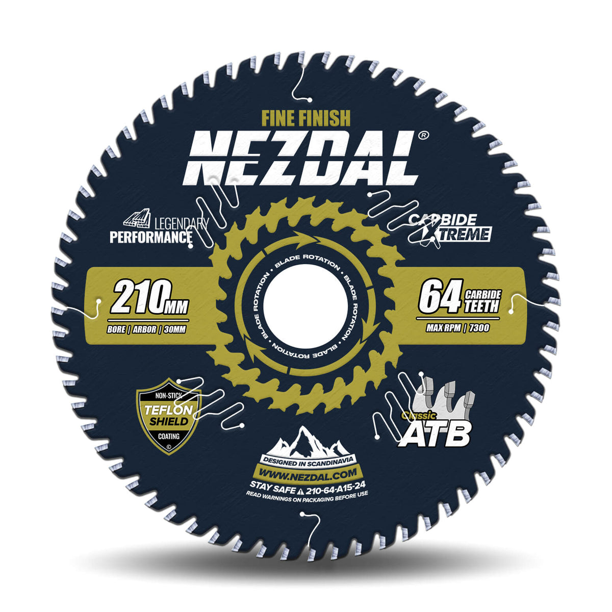 210mm Premium sagblad med et høyt antall tenner (64 stk) for superfin snittkvalitet