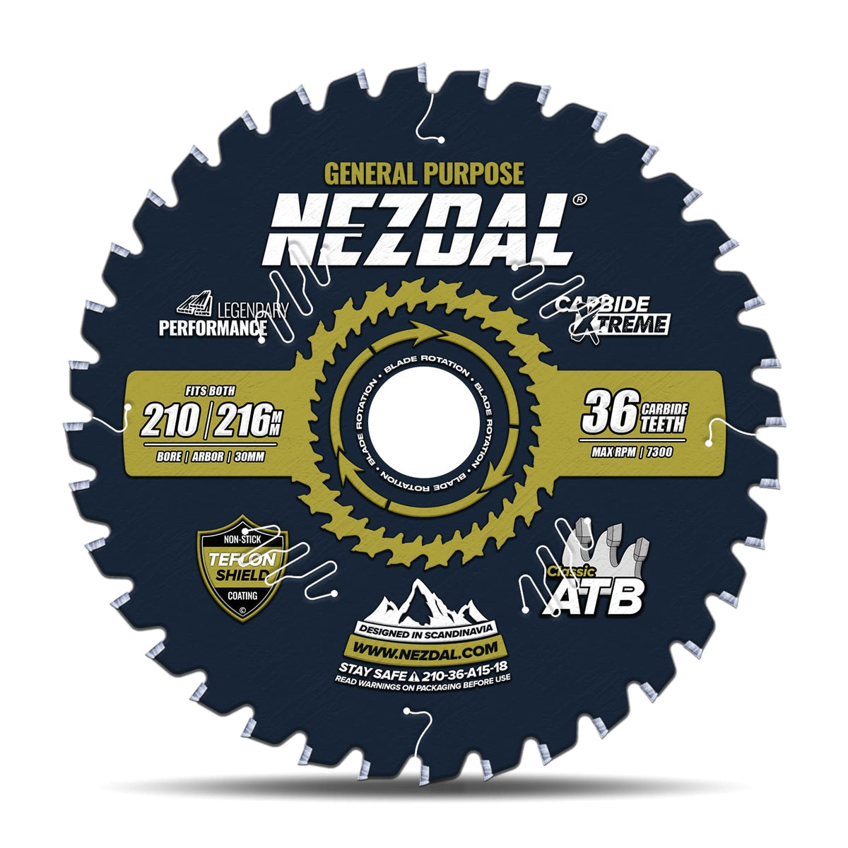 210mm | 36 Tenner | Generell Bruk | 1,8mm skjærebredde | Sagblad