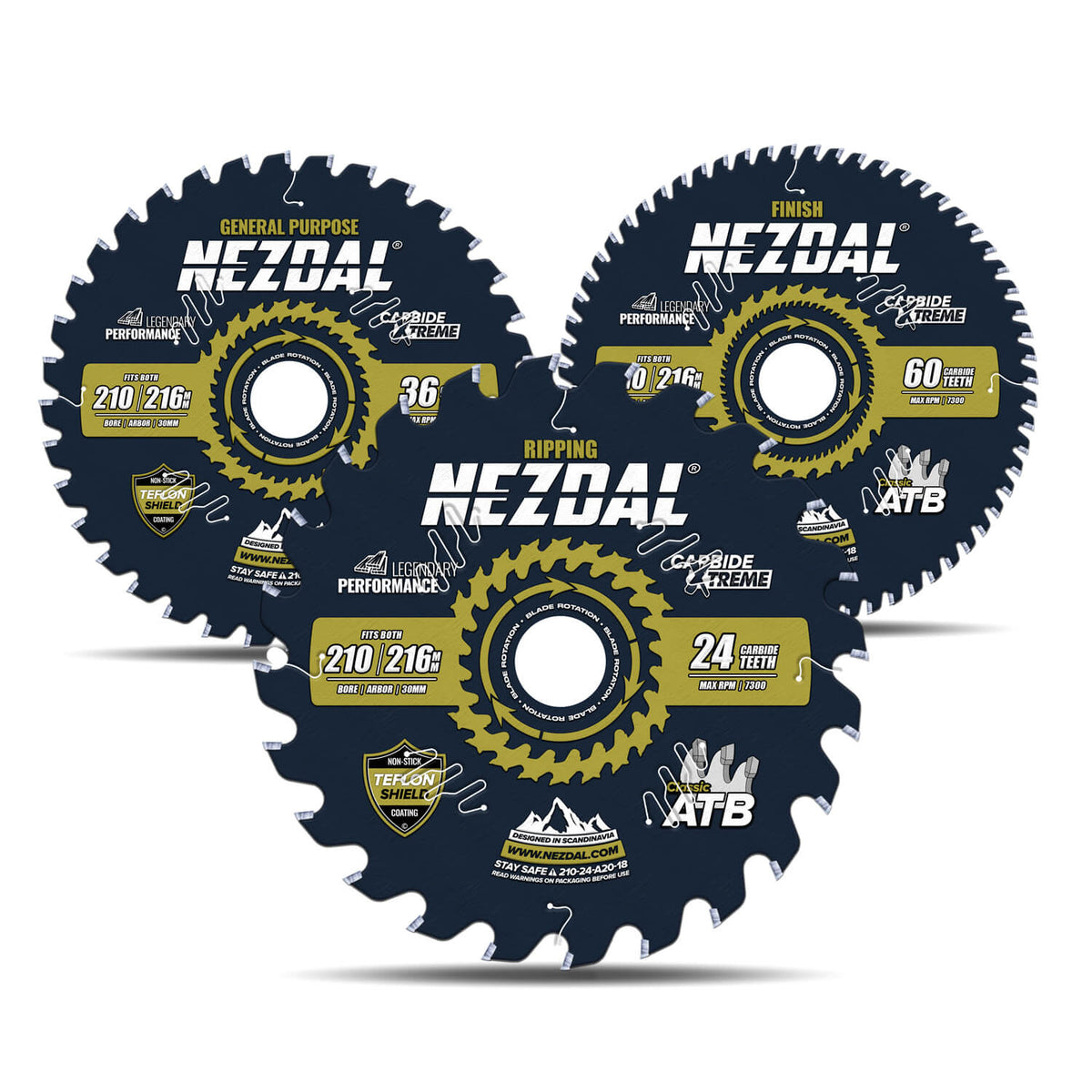 210mm Trio | 24, 36, 60 Tenner | Lynrask saging, Generell Bruk, Fin snittkvalitet | 1,8mm skjærebredde | Sagblad