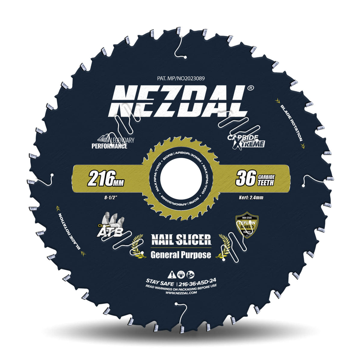 216mm | 36 Tenner | Tre &amp; Spiker | Lynrask Kapping, Generell Bruk | Nail-Slicer® | 15X Slitestyrke | Sagblad