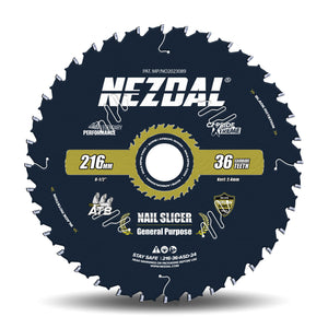 216mm | 36 Tenner | Tre & Spiker | Lynrask Kapping, Generell Bruk | Nail-Slicer® | 15X Slitestyrke | Sagblad