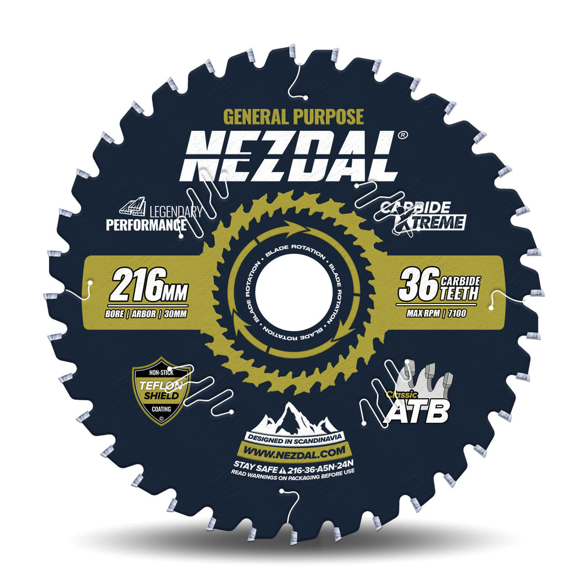 216mm sågklinga för allmänt bruk i trä