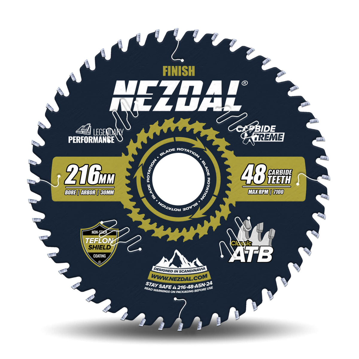 216mm Premium sagblad med 48 tenner for kapping i alle typer harde og myke treslag