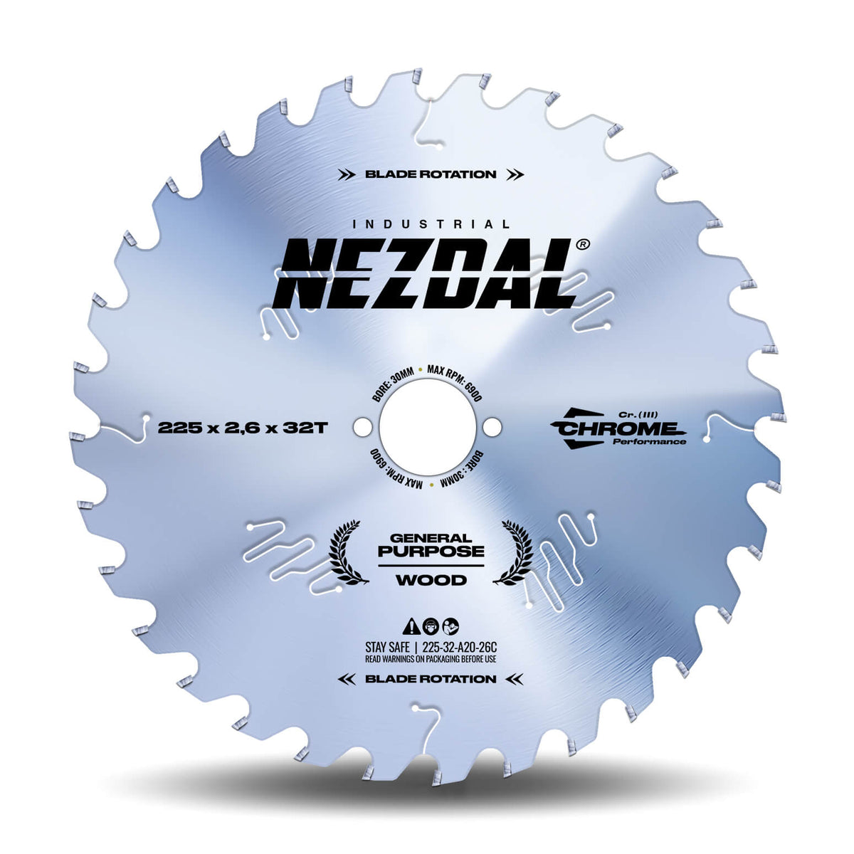 225mm | 32 Tenner | Generell Bruk | Industriell Kvalitet | Bordsag