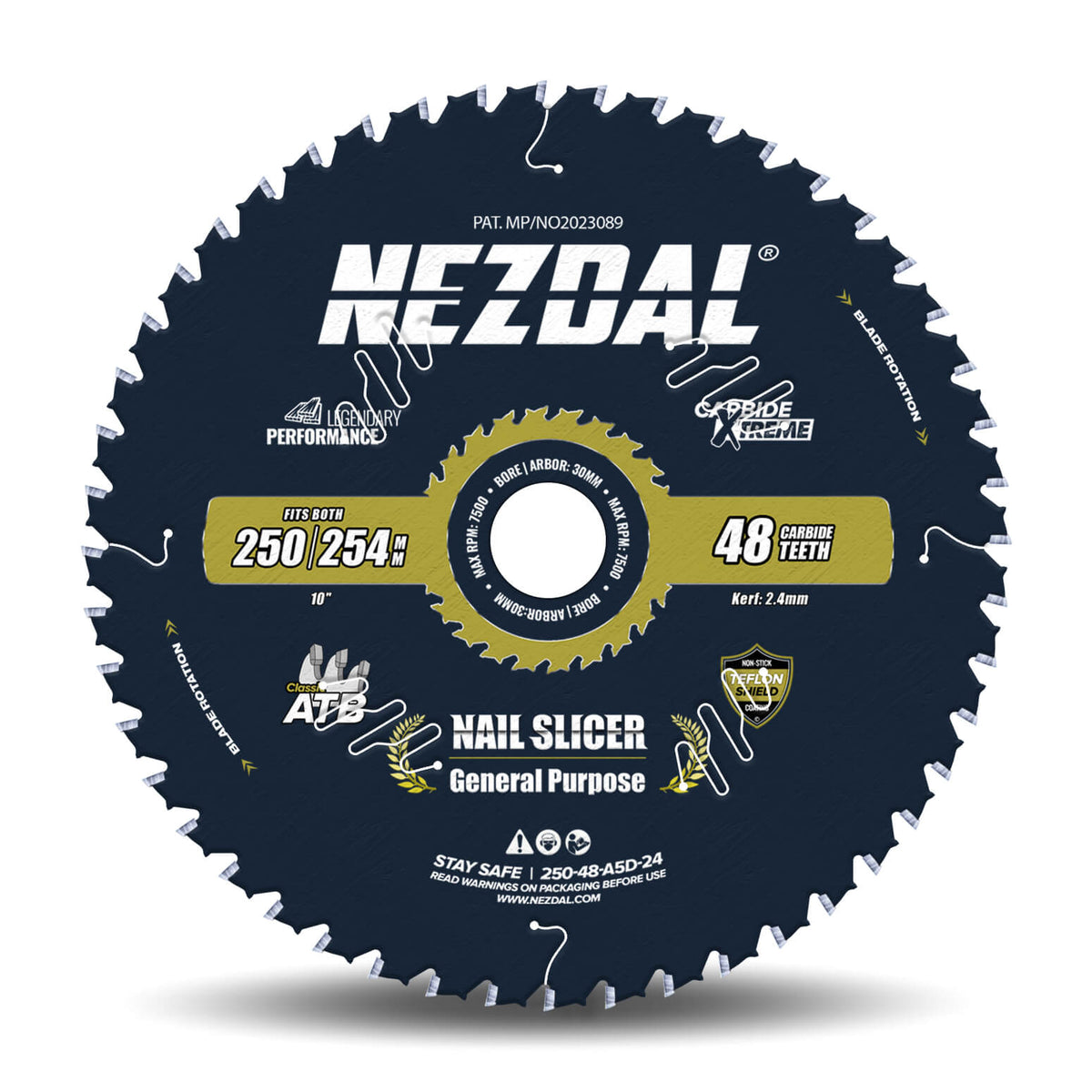 250/254mm | 48 Tenner | Tre &amp; Spiker | Lynrask Kapping, Generell Bruk | Nail-Slicer® | 15X Slitestyrke | Sagblad
