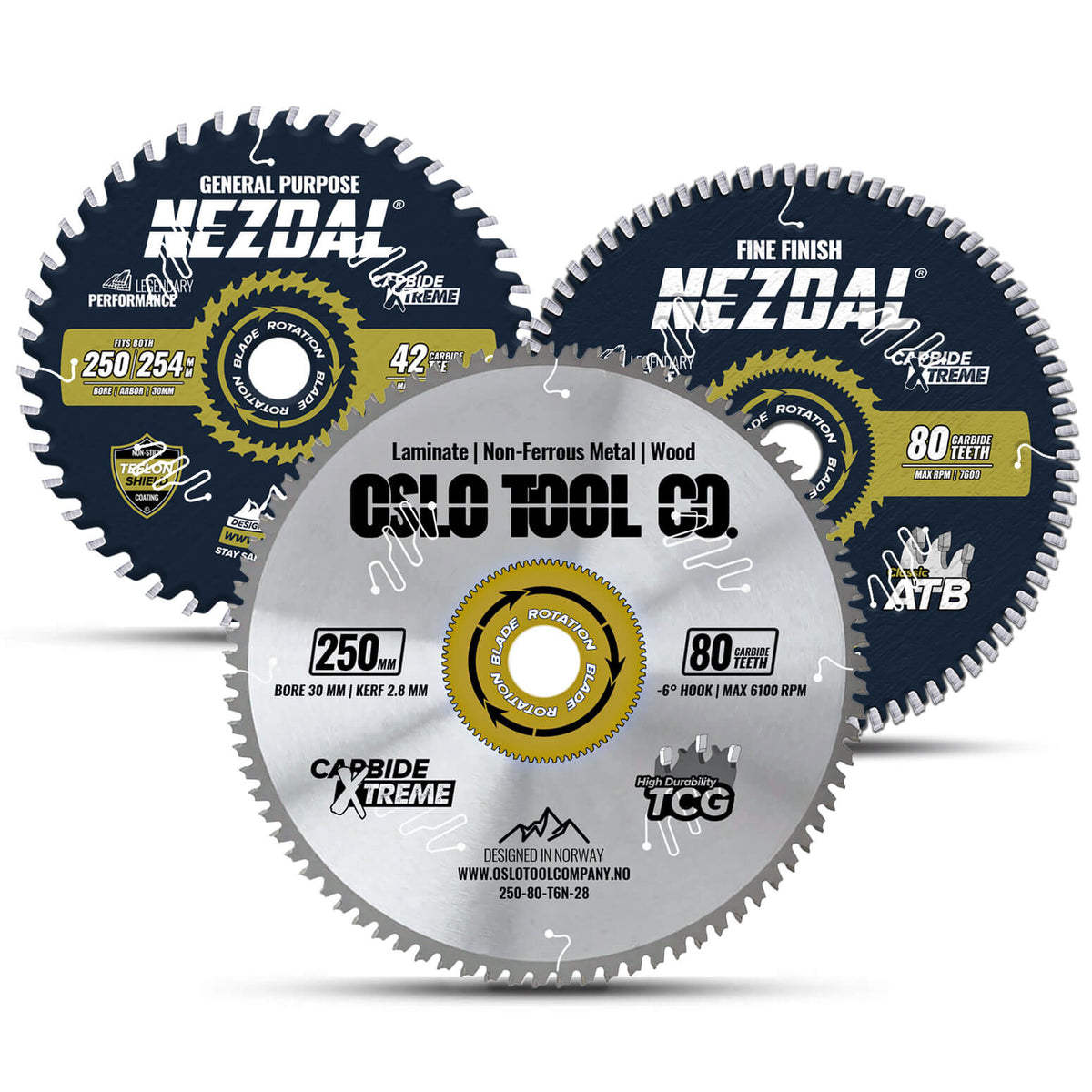 250/254mm Trio | 42,80,80 Tenner | Generell Bruk, Superfinish, Multi-Material | Kapp/gjærsag