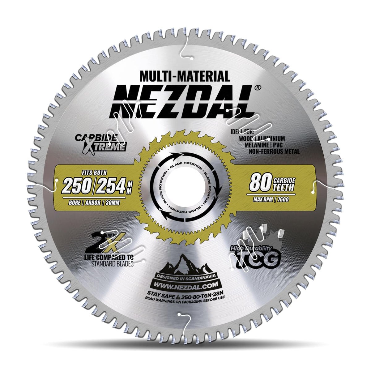 250mm | 80 Tenner | Multi-Material | Fin snittkvalitet | Sagblad