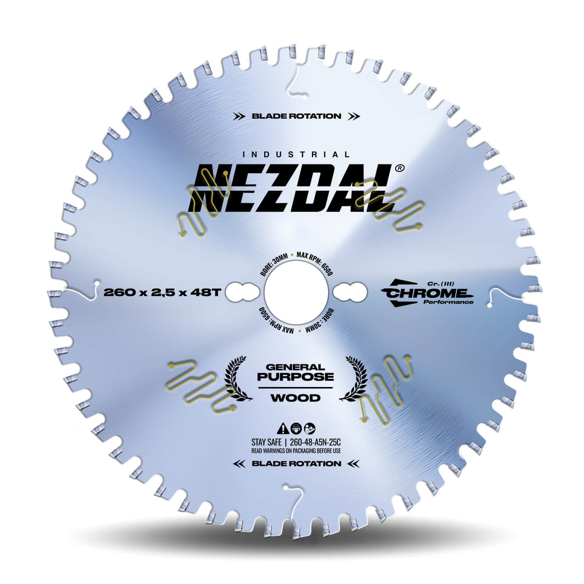 260mm | 48 Tenner | Generell Bruk, Rask Saging | Industriell Kvalitet | Sagblad