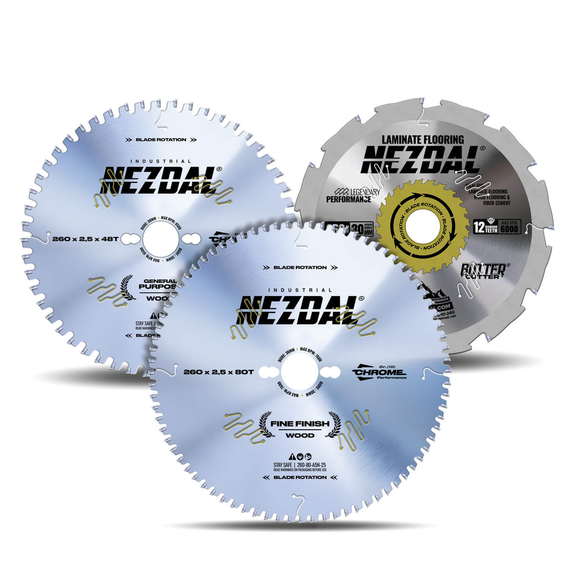 260mm Trio | 48, 80, 12 Tenner | Generell Bruk, Superfin snittkvalitet, Laminatgulv | Kapp/gjærsag