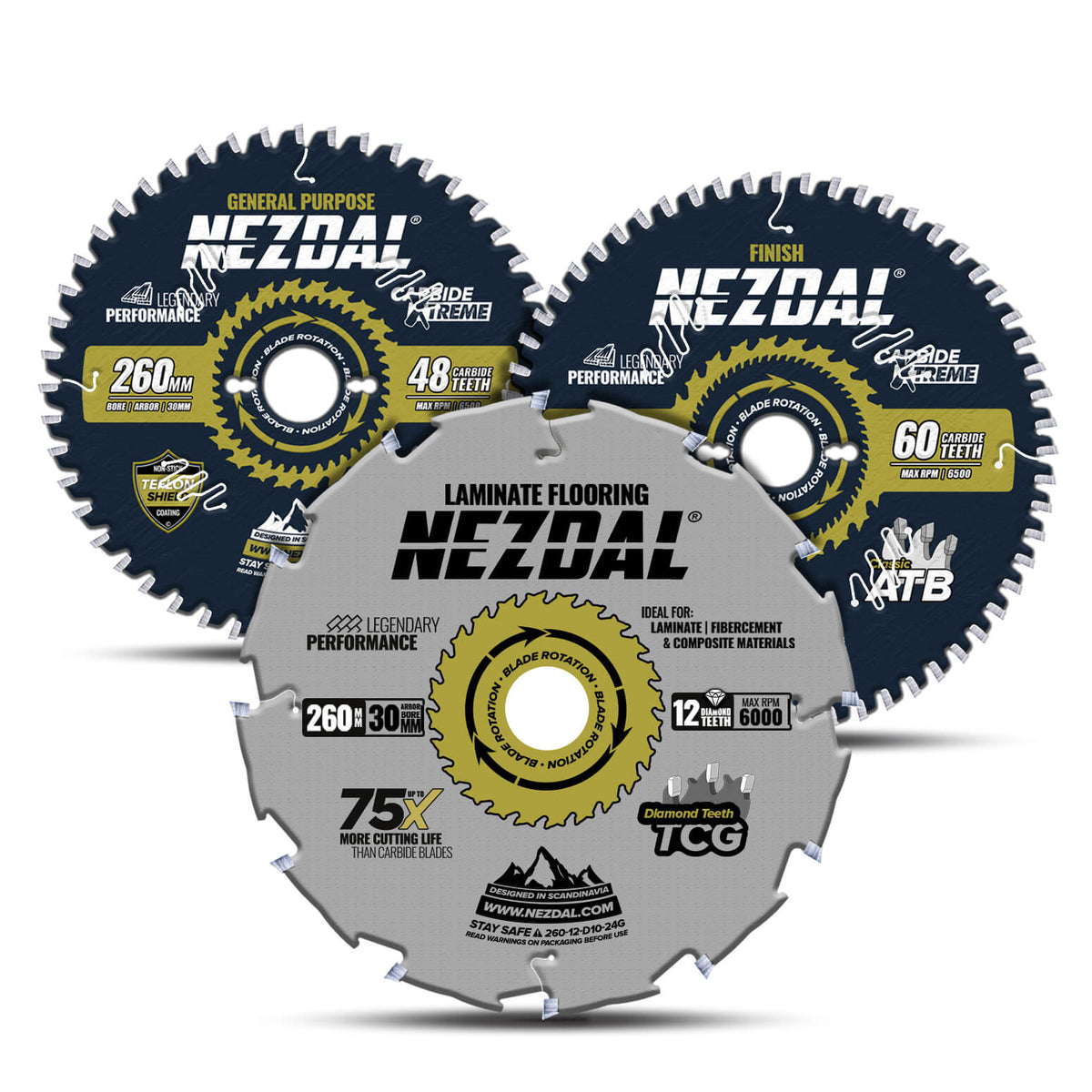 260mm Trio | 48, 60, 12 Tenner | Generell Bruk, Finish, Laminatgulv | 3 stk